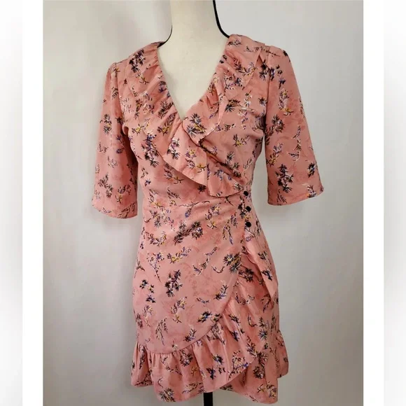 Topshop pink cheap wrap dress